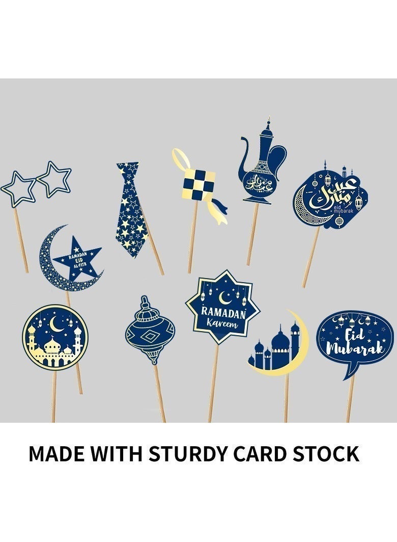 Y&D 25-Pack Eid Mubarak Ramadan Photo Booth Props - Star Moon Islamic Party Supplies with Cardstock & Bamboo Sticks - Image 5